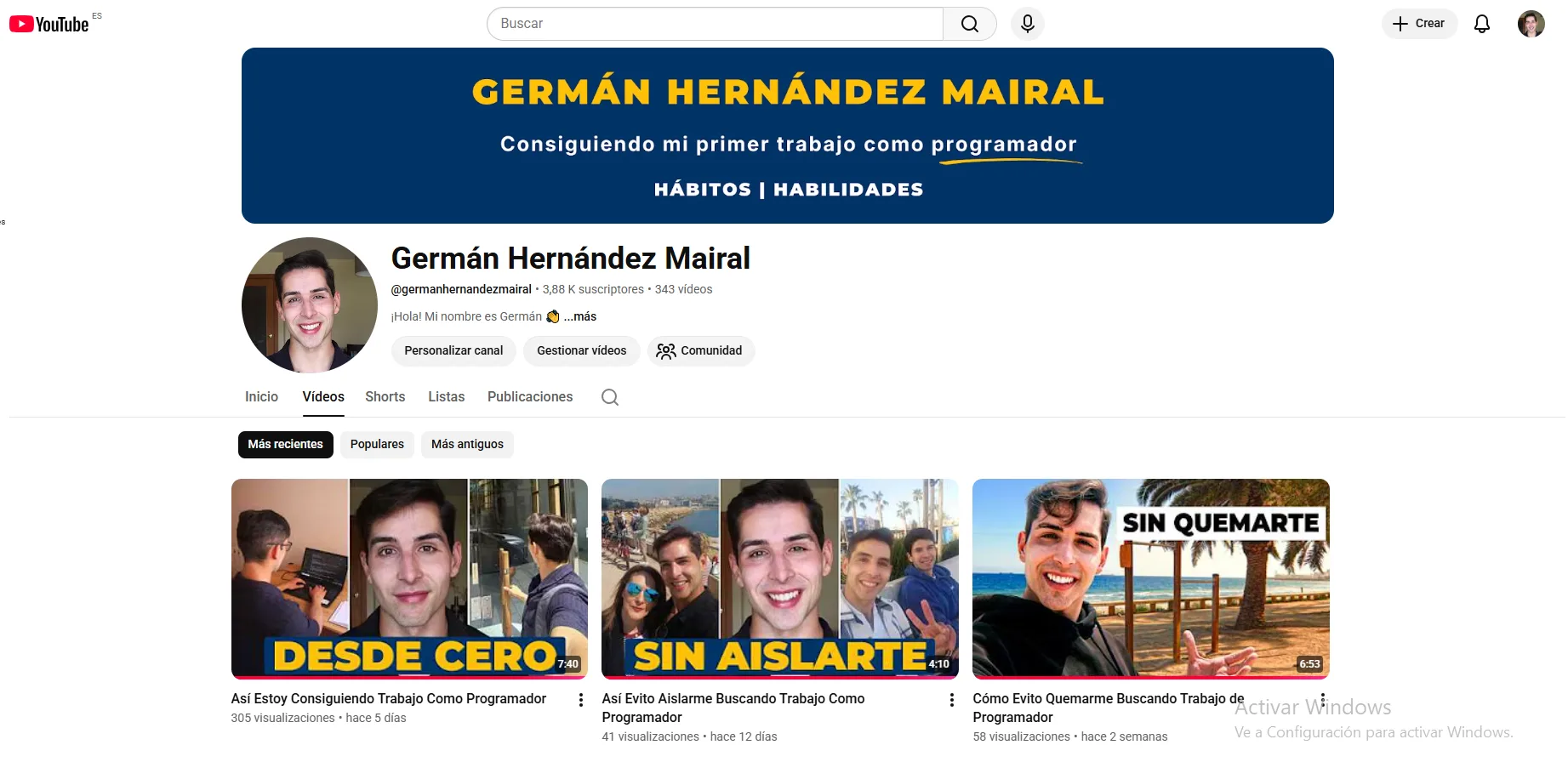 Canal de YouTube Germán Hernández Mairal